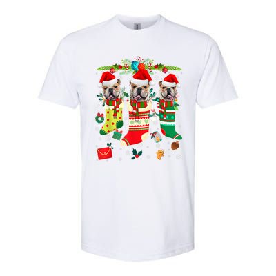 English Bulldogs In Christmas Socks Puppy Lovers Xmas Meaningful Gift Softstyle CVC T-Shirt