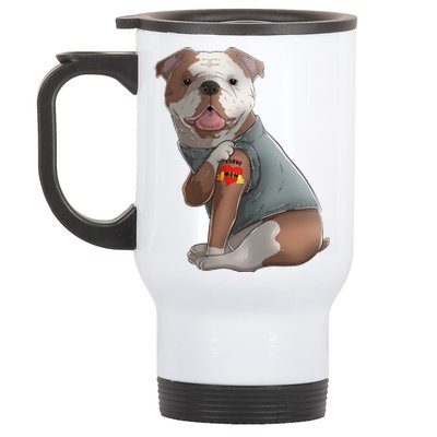 English Bulldog I Love Mom Tattoo Dog Mothers Day Stainless Steel Travel Mug