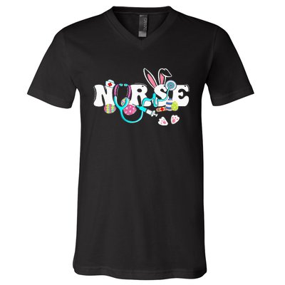 Every Bunnys Is Favorite Nurse Cute Bunnies Easter V-Neck T-Shirt