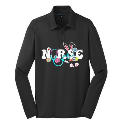 Every Bunnys Is Favorite Nurse Cute Bunnies Easter Silk Touch Performance Long Sleeve Polo