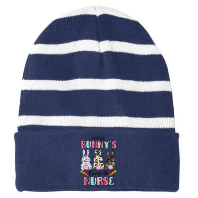 Every Bunnys Is Favorite Nurse Cute Bunnies Easter Striped Beanie with Solid Band