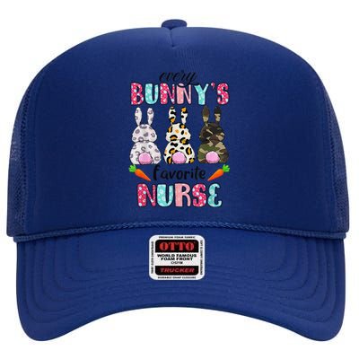 Every Bunnys Is Favorite Nurse Cute Bunnies Easter High Crown Mesh Back Trucker Hat