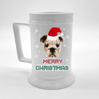 English Bulldog In Santa Hat Merry Christmas Funny Dog Xmas Gift Beer Stein