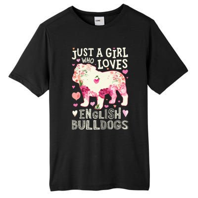 English Bulldog Just A Girl Who Loves Dog Flower Floral Tall Fusion ChromaSoft Performance T-Shirt