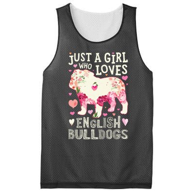 English Bulldog Just A Girl Who Loves Dog Flower Floral Mesh Reversible Basketball Jersey Tank