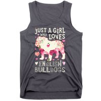 English Bulldog Just A Girl Who Loves Dog Flower Floral Tank Top