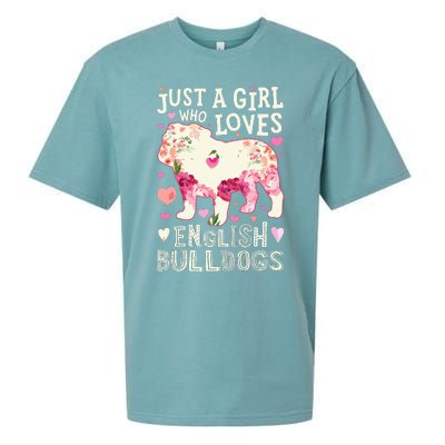 English Bulldog Just A Girl Who Loves Dog Flower Floral Sueded Cloud Jersey T-Shirt