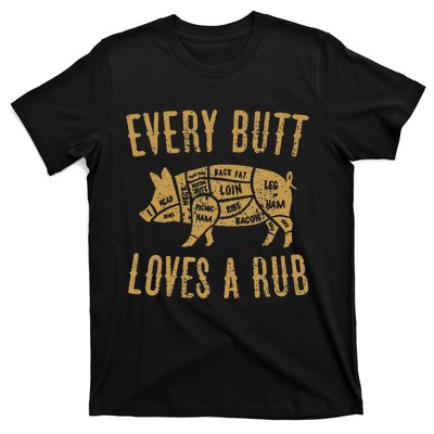 Every Butt Loves A Good Rub Funny Pig Pork Bbq T-Shirt