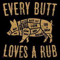 Every Butt Loves A Good Rub Funny Pig Pork Bbq 7-Panel Snapback Hat