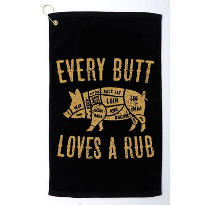 Every Butt Loves A Good Rub Funny Pig Pork Bbq Golf Towel