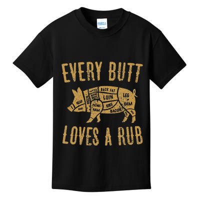Every Butt Loves A Good Rub Funny Pig Pork Bbq Kids T-Shirt