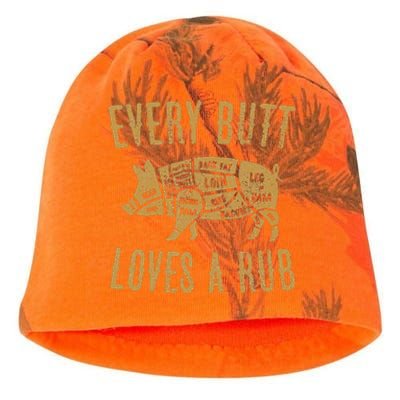 Every Butt Loves A Good Rub Funny Pig Pork Bbq Kati - Camo Knit Beanie