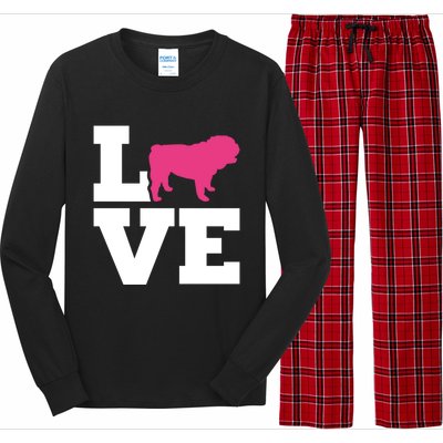 English Bulldog Love Gift Long Sleeve Pajama Set