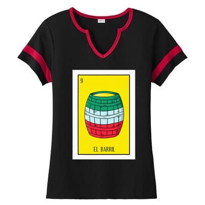 El Barril Lottery Gift The Barrell Card Mexican Lottery Ladies Halftime Notch Neck Tee