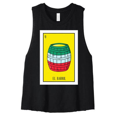 El Barril Lottery Gift The Barrell Card Mexican Lottery Women's Racerback Cropped Tank