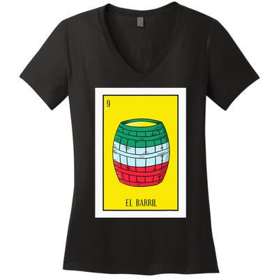 El Barril Lottery Gift The Barrell Card Mexican Lottery Women's V-Neck T-Shirt