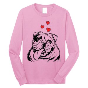 English Bulldog Love Cute Bully Dog Mom Funny Women Gift Long Sleeve Shirt