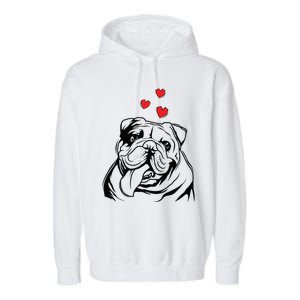 English Bulldog Love Cute Bully Dog Mom Funny Women Gift Garment-Dyed Fleece Hoodie