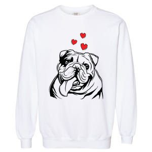 English Bulldog Love Cute Bully Dog Mom Funny Women Gift Garment-Dyed Sweatshirt