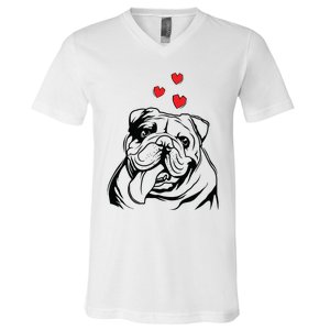 English Bulldog Love Cute Bully Dog Mom Funny Women Gift V-Neck T-Shirt