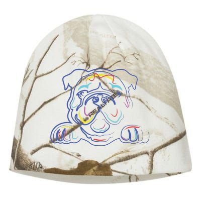 English Bulldog Lovers Line Drawing Artsy Bulldog Kati - Camo Knit Beanie