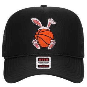 Easter Basketball Lover Bunny Ears Ball Cute Rabbit Sport High Crown Mesh Back Trucker Hat