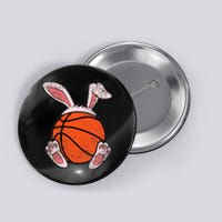 Easter Basketball Lover Bunny Ears Ball Cute Rabbit Sport Button