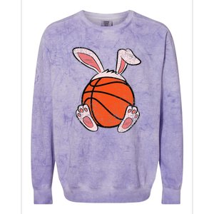 Easter Basketball Lover Bunny Ears Ball Cute Rabbit Sport Colorblast Crewneck Sweatshirt