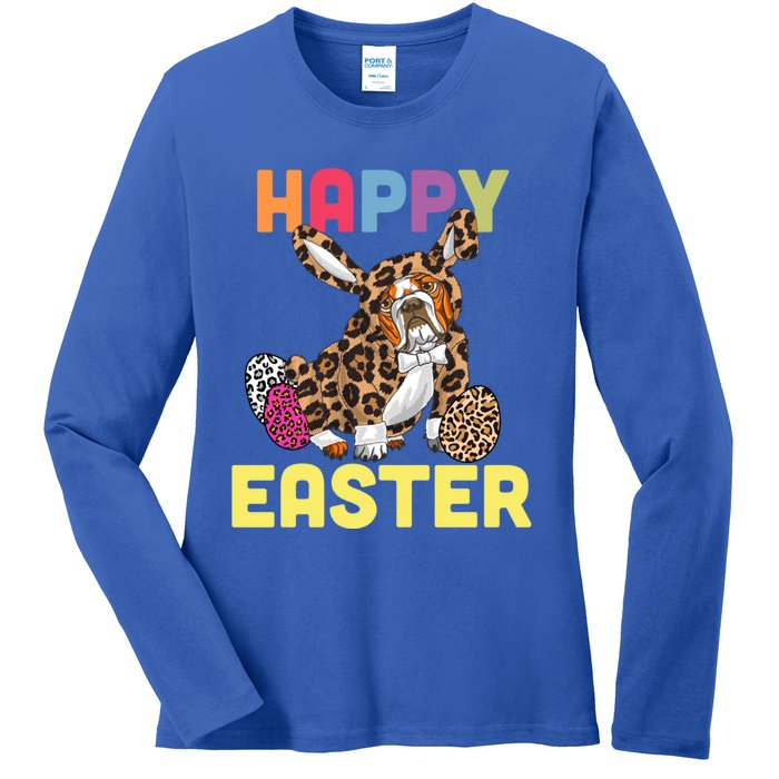 Easter Bunny Leopard Bulldog Palm Sunday Cool Gift Ladies Long Sleeve Shirt