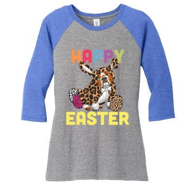 Easter Bunny Leopard Bulldog Palm Sunday Cool Gift Women's Tri-Blend 3/4-Sleeve Raglan Shirt