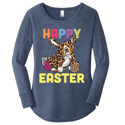 Easter Bunny Leopard Bulldog Palm Sunday Cool Gift Women's Perfect Tri Tunic Long Sleeve Shirt