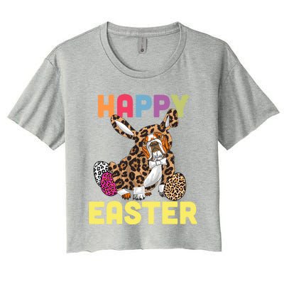 Easter Bunny Leopard Bulldog Palm Sunday Cool Gift Women's Crop Top Tee