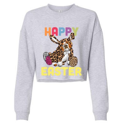 Easter Bunny Leopard Bulldog Palm Sunday Cool Gift Cropped Pullover Crew