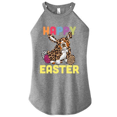 Easter Bunny Leopard Bulldog Palm Sunday Cool Gift Women's Perfect Tri Rocker Tank