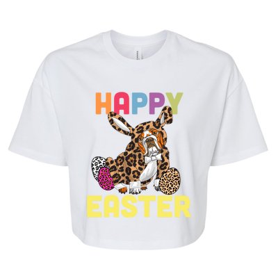 Easter Bunny Leopard Bulldog Palm Sunday Cool Gift Bella+Canvas Jersey Crop Tee