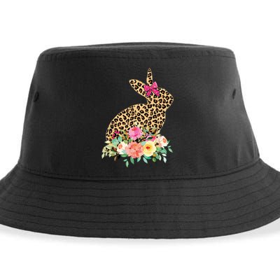 Easter Bunny Leopard Print Women Happy Easter Day Sustainable Bucket Hat