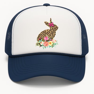 Easter Bunny Leopard Print Women Happy Easter Day Trucker Hat