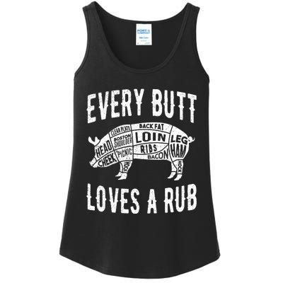 Every Butt Loves A Rub Funny BBQ Meat Smoker Barbecue Ladies Essential Tank