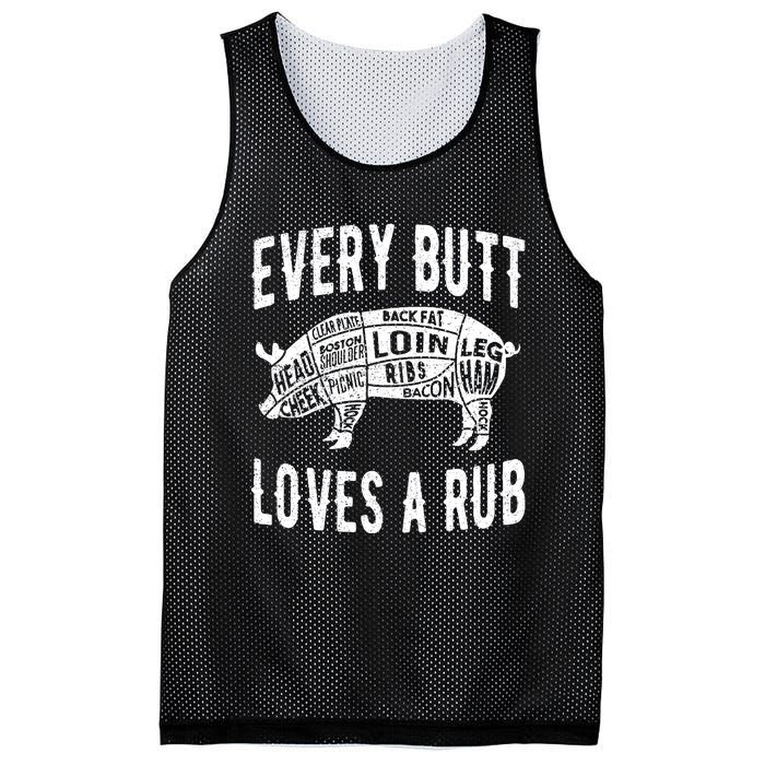 Every Butt Loves A Rub Funny BBQ Meat Smoker Barbecue Mesh Reversible Basketball Jersey Tank