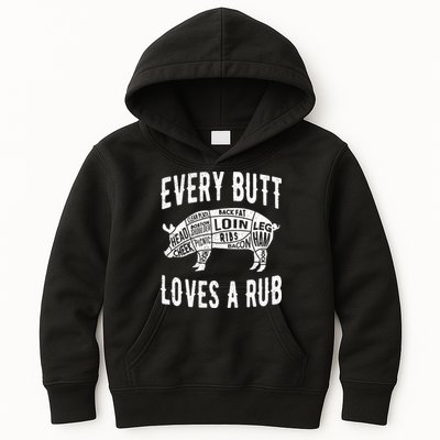 Every Butt Loves A Rub Funny BBQ Meat Smoker Barbecue Kids Hoodie