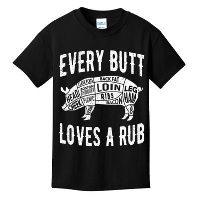 Every Butt Loves A Rub Funny BBQ Meat Smoker Barbecue Kids T-Shirt