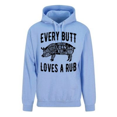 Every Butt Loves A Rub Funny BBQ Meat Smoker Barbecue Unisex Surf Hoodie