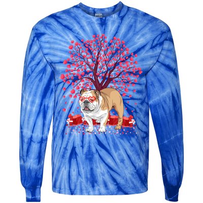 English Bulldog Lover Funny English Bulldog Valentine's Day Gift Tie-Dye Long Sleeve Shirt