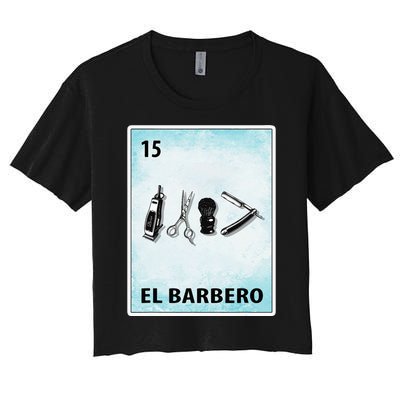 El Barbero Mexican Barber Cards Women's Crop Top Tee