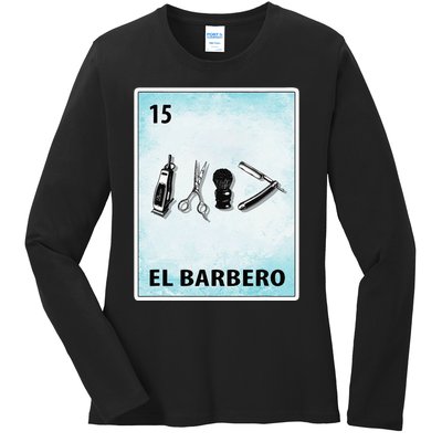 El Barbero Mexican Barber Cards Ladies Long Sleeve Shirt