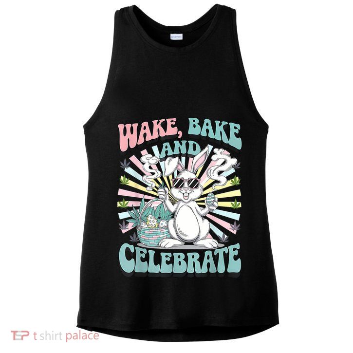 Easter Bunny Marijuana Cannabis Stoned 420 Weed Happy 420 Ladies PosiCharge Tri-Blend Wicking Tank