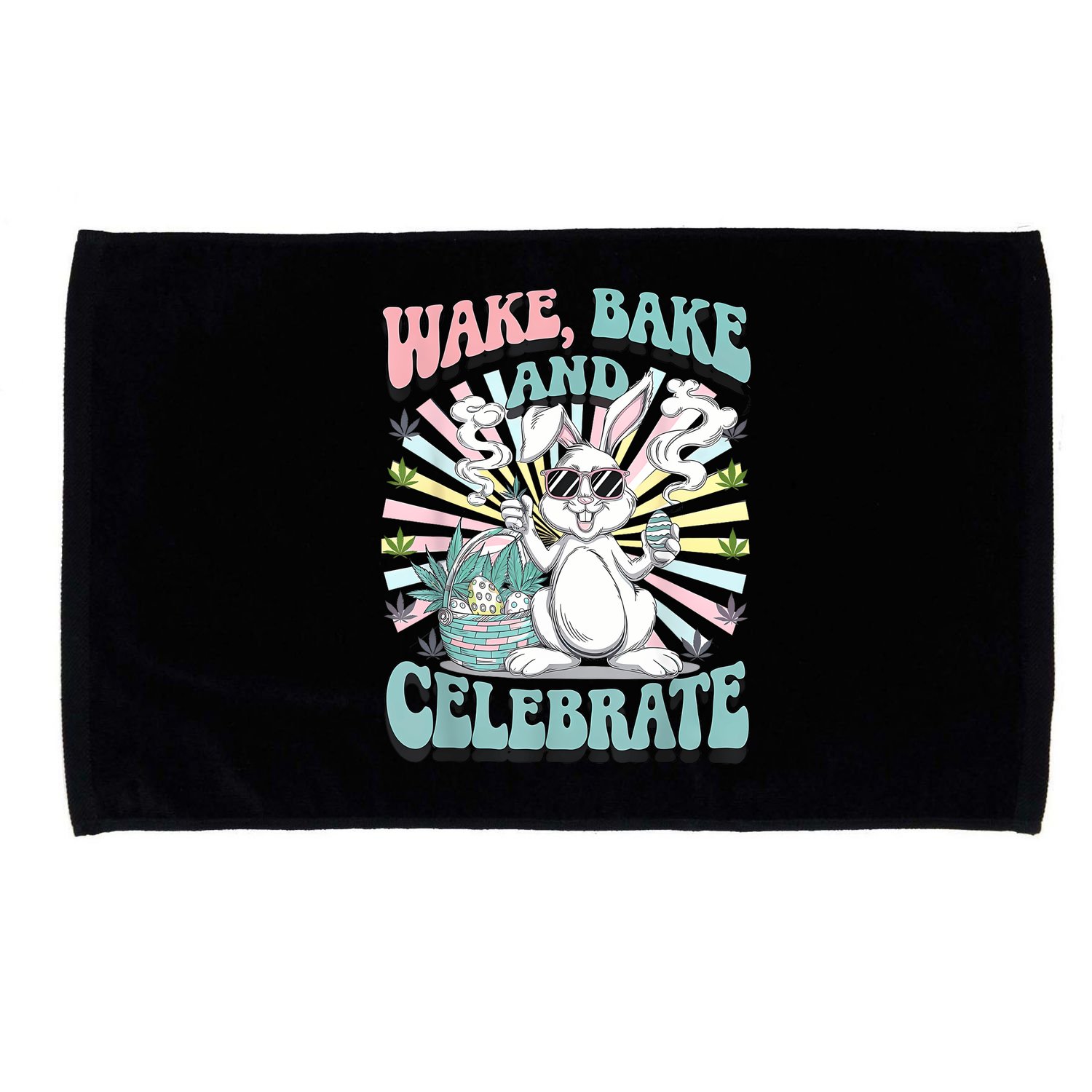 Easter Bunny Marijuana Cannabis Stoned 420 Weed Happy 420 Microfiber Hand Towel