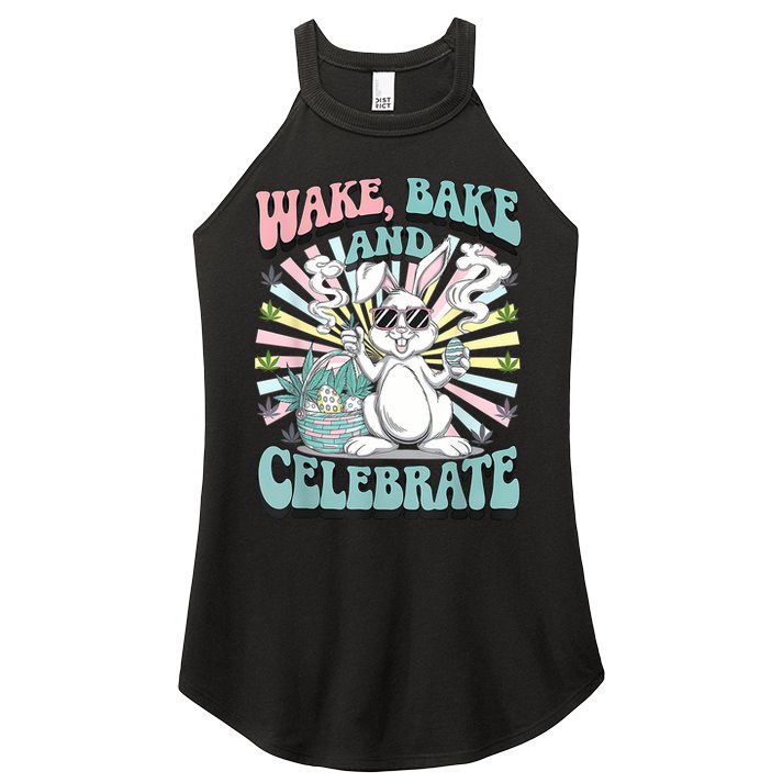 Easter Bunny Marijuana Cannabis Stoned 420 Weed Happy 420 Women's Perfect Tri Rocker Tank