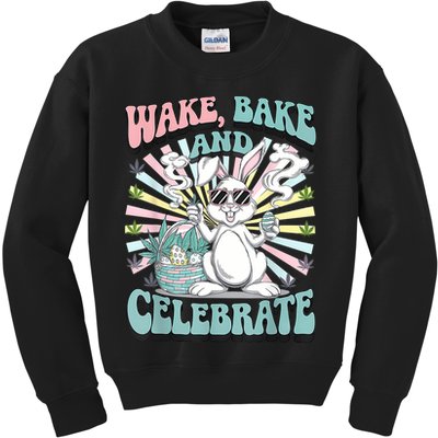 Easter Bunny Marijuana Cannabis Stoned 420 Weed Happy 420 Kids Sweatshirt