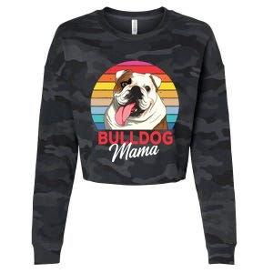 English Bulldog Mama Mom Women Cropped Pullover Crew